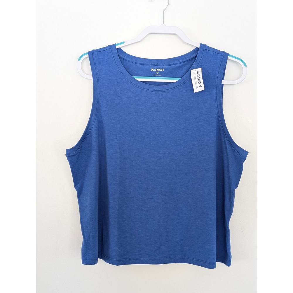 Old Navy Bestee Tank Top Womens‎ 2X Blue Crew Neck Sleeveless Cotton Blend NWT